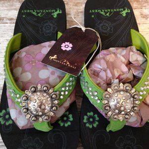 Montana West Green Kids (Size 3) Flat Flip Flops